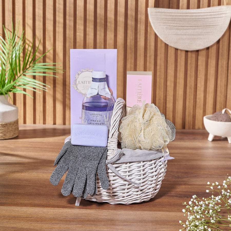 Discover the ultimate gift with the Chocolate & Lavender Indulgence Spa Gift Set, tailored for luxurious pampering, Hamilton delivery