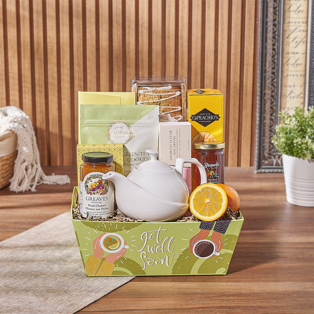 Get Well Soon Ceramic Tea Pot Tray – how the gift is presented