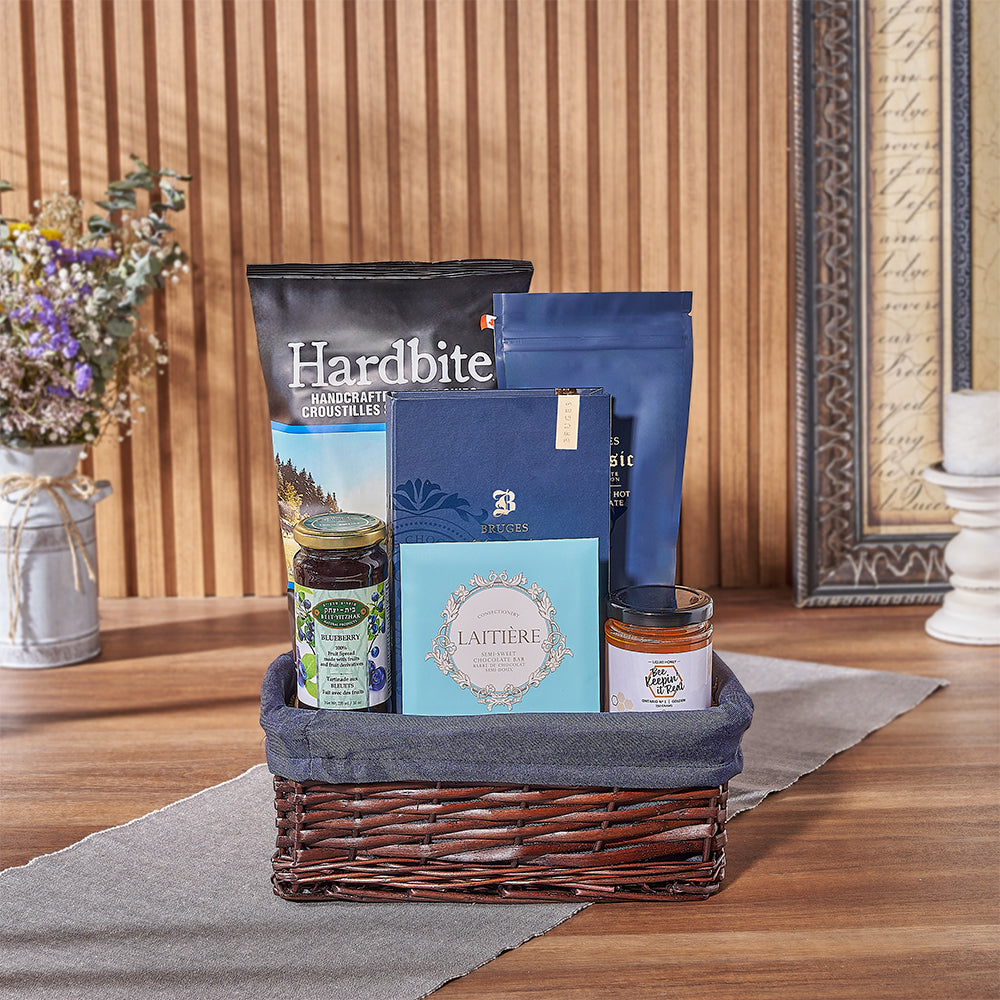 Deluxe Kosher Hanukkah Gourmet Gift Basket – how the gift is presented