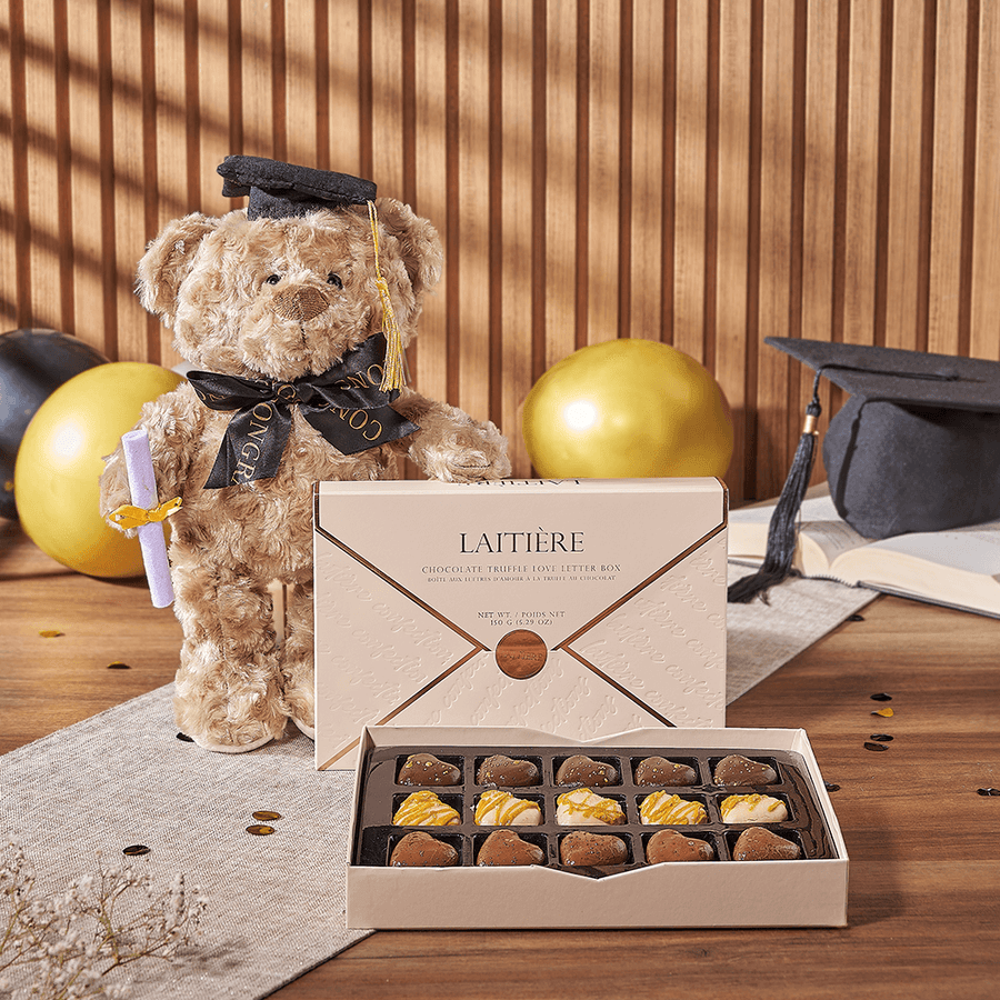 Graduation Chocolate & Teddy Gift, chocolate gift, chocolate, bear gift, bear, Hamilton delivery