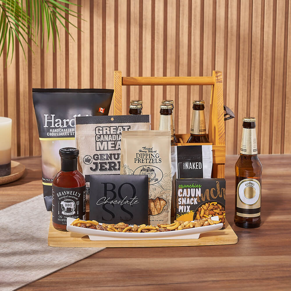 Classic Beer and Snack Basket – how the gift is presented