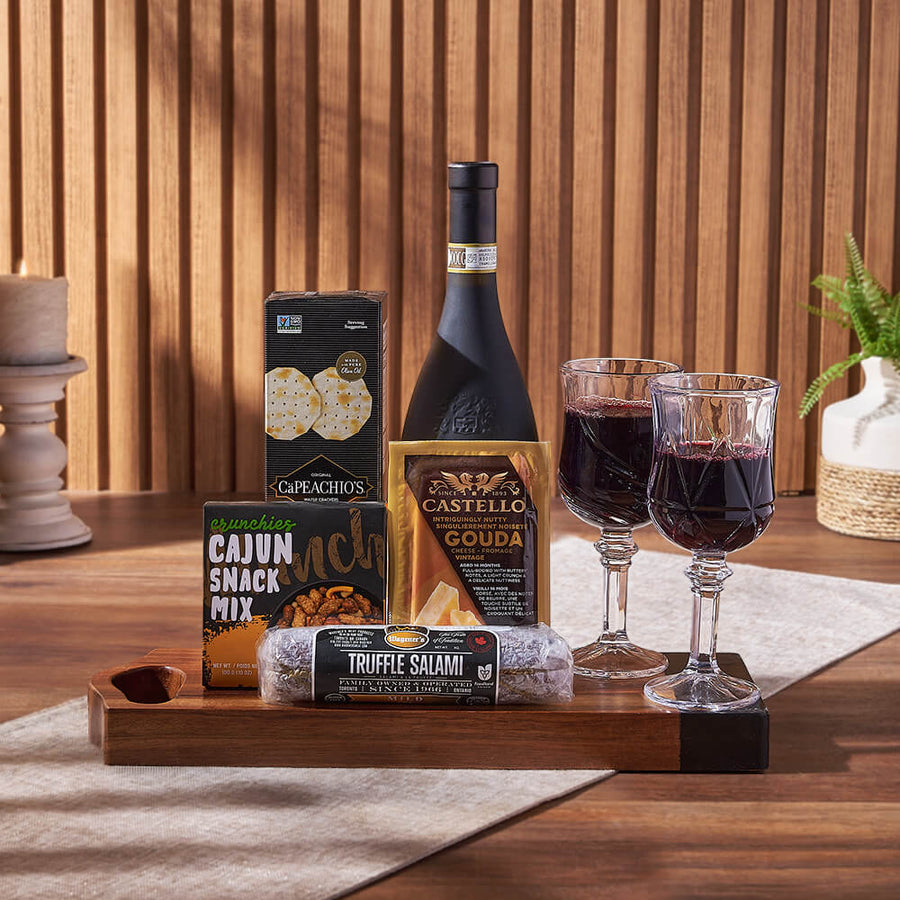 Charcuterie & Wine Gift Basket, wine gift, wine, cheese gift, cheese, charcuterie gift, charcuterie, Hamilton delivery