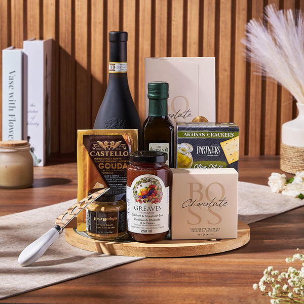 Cheese Board & Wine Gift Set Wine gift baskets Hamilton delivery