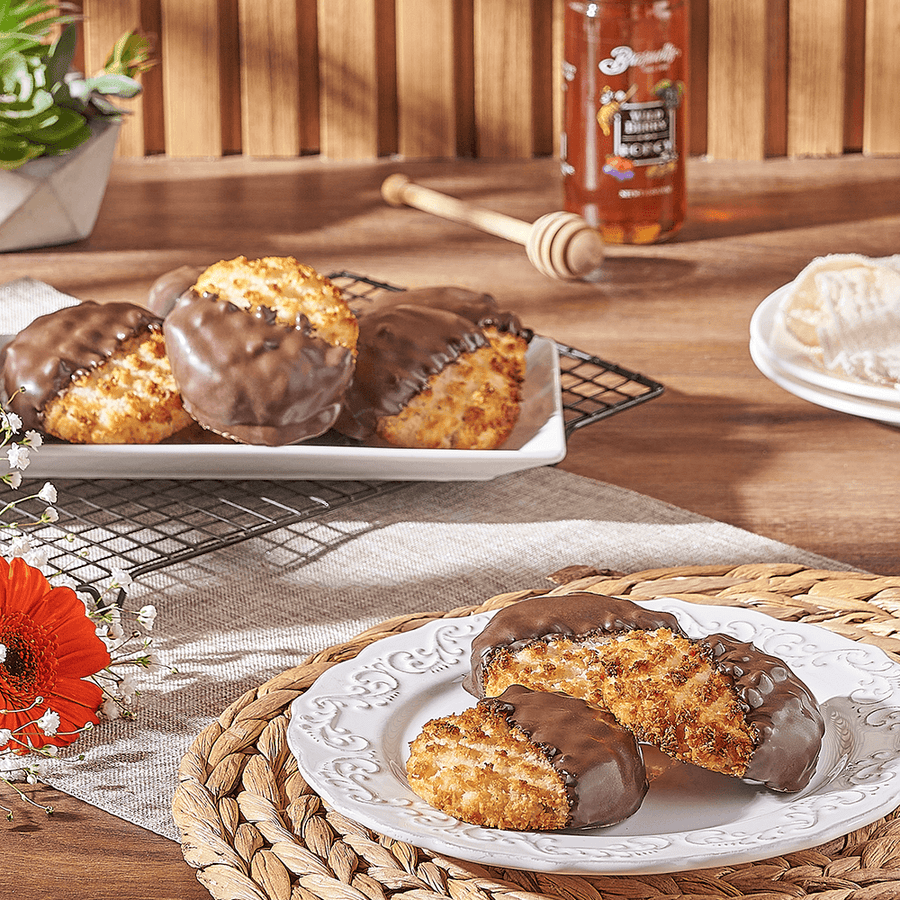 Chocolate Dipped Macaroons, cookie gift, cookie, basked goods gift, baked goods, Hamilton delivery