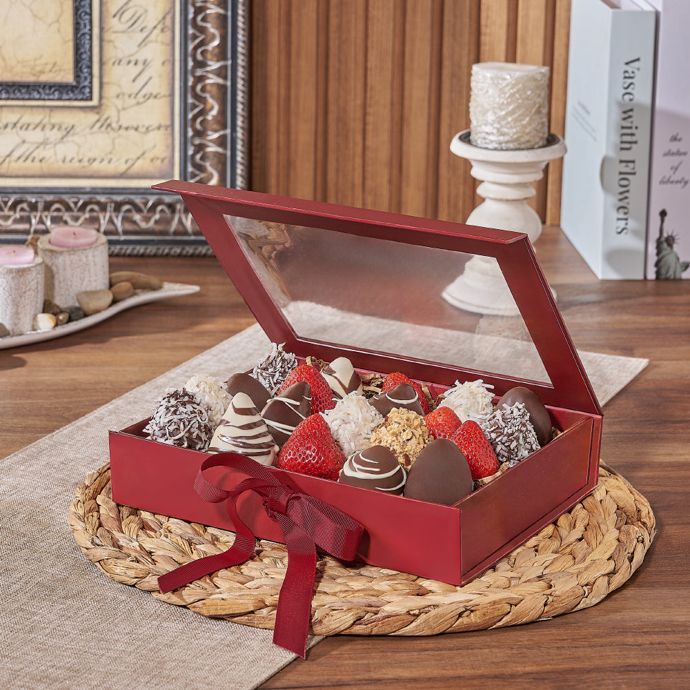Box of Chocolate-Dipped Strawberries – how the gift is presented