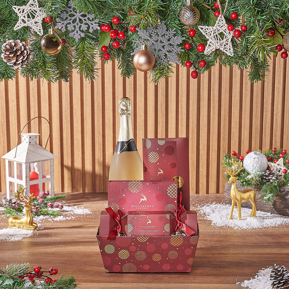 Sparkling Wine Christmas Chocolate Box – how the gift is presented