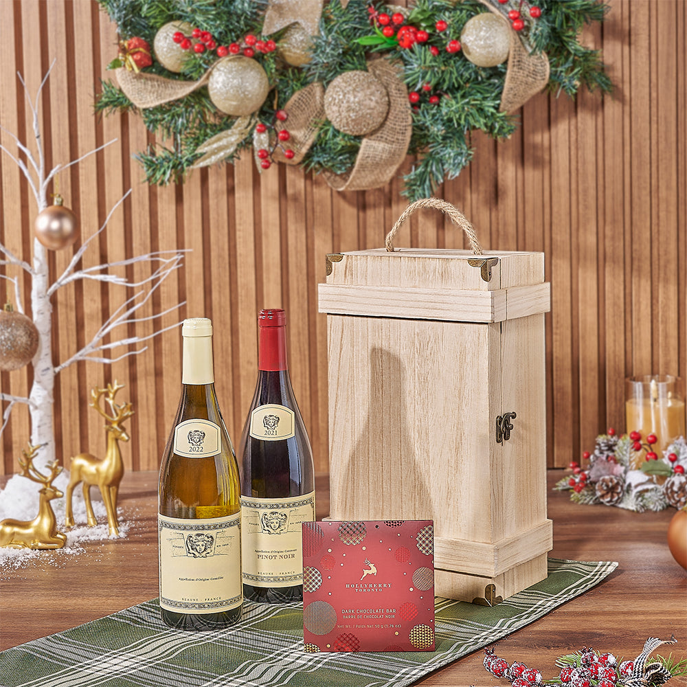 Christmas Wine Box with Dark Chocolate – how the gift is presented