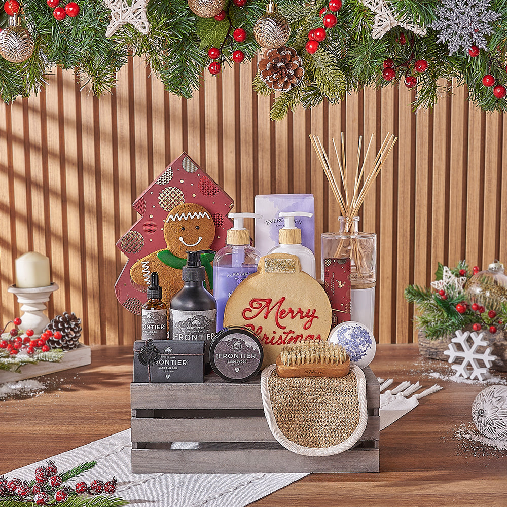Christmas Spa Treats Wooden Crate Gift – how the gift is presented