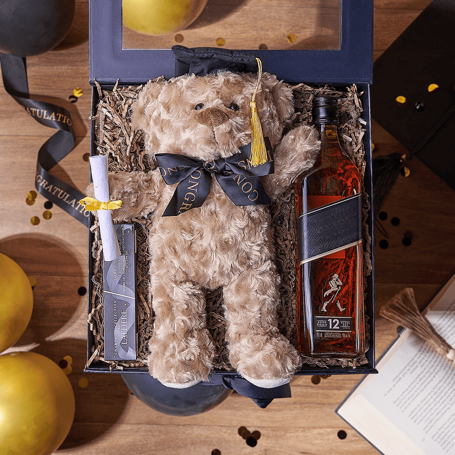 Congratulations Grad Liquor Box, liquor gift, liquor, chocolate gift, chocolate, graduation gift, graduation, Hamilton delivery