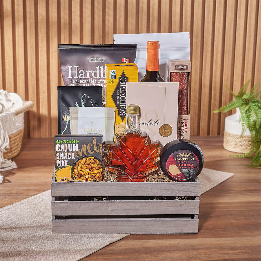 Crunch & Flavor Gourmet Feast, gourmet gift, gourmet, wine gift, wine, chocolate gift, chocolate, snack gift, snack, Hamilton delivery