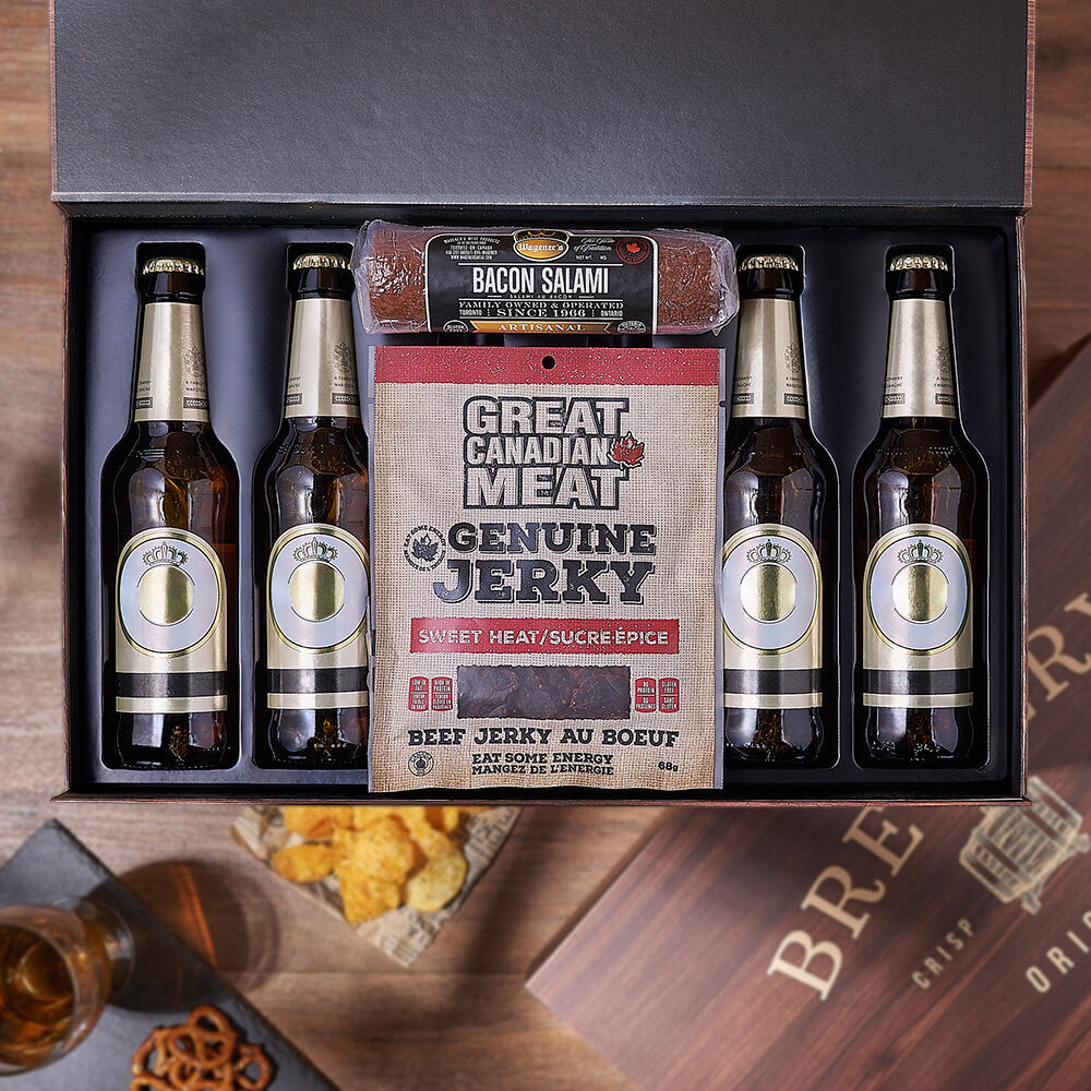 Craft Beer and Bacon Salami Basket – how the gift is presented