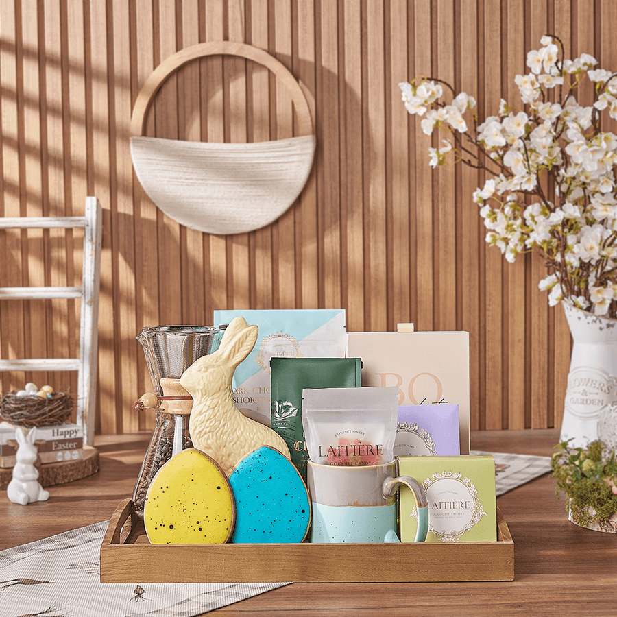 Easter Coffee & Treat Tray, easter gift, easter, chocolate gift, chocolate, cookie gift, cookie, coffee gift, coffee, Hamilton delivery