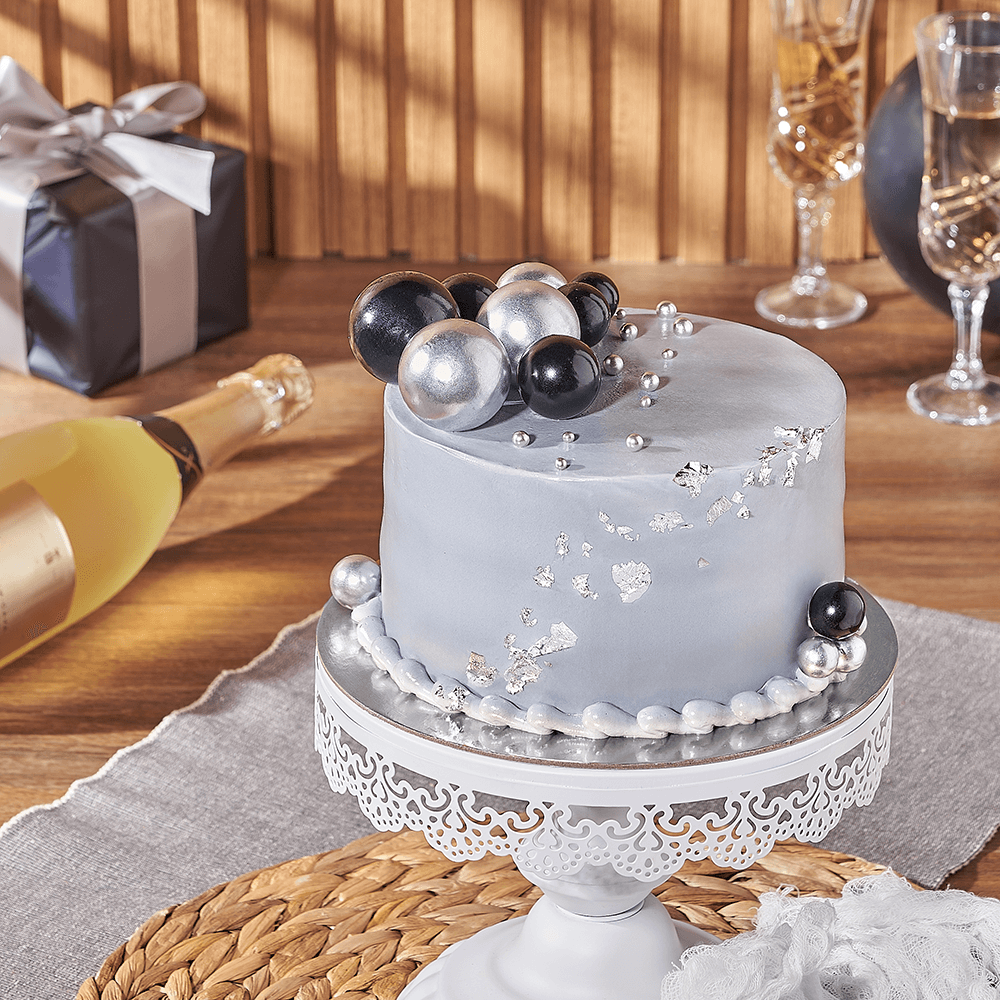 6-Inch Elegant Silver Frosted Chocolate Cake – how the gift is presented