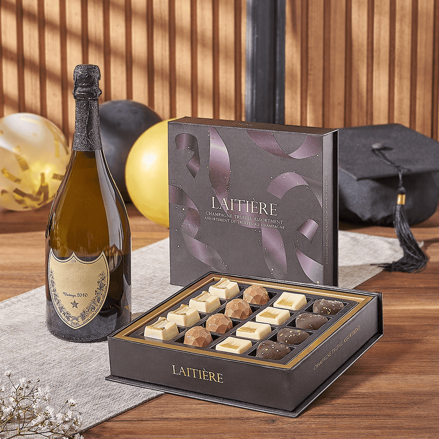 Graduation Champagne & Truffle Gift, graduation gift, graduation, champagne gift, champagne, sparkling wine gift, sparkling wine, chocolate gift, chocolate, Hamilton delivery
