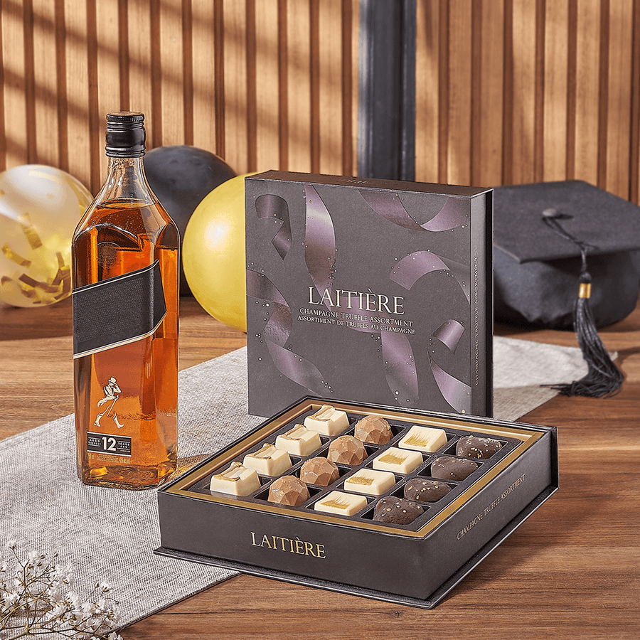 Graduation Spirits & Truffle Gift, graduation gift, graduation, liquor gift, liquor, chocolate gift, chocolate, Hamilton delivery