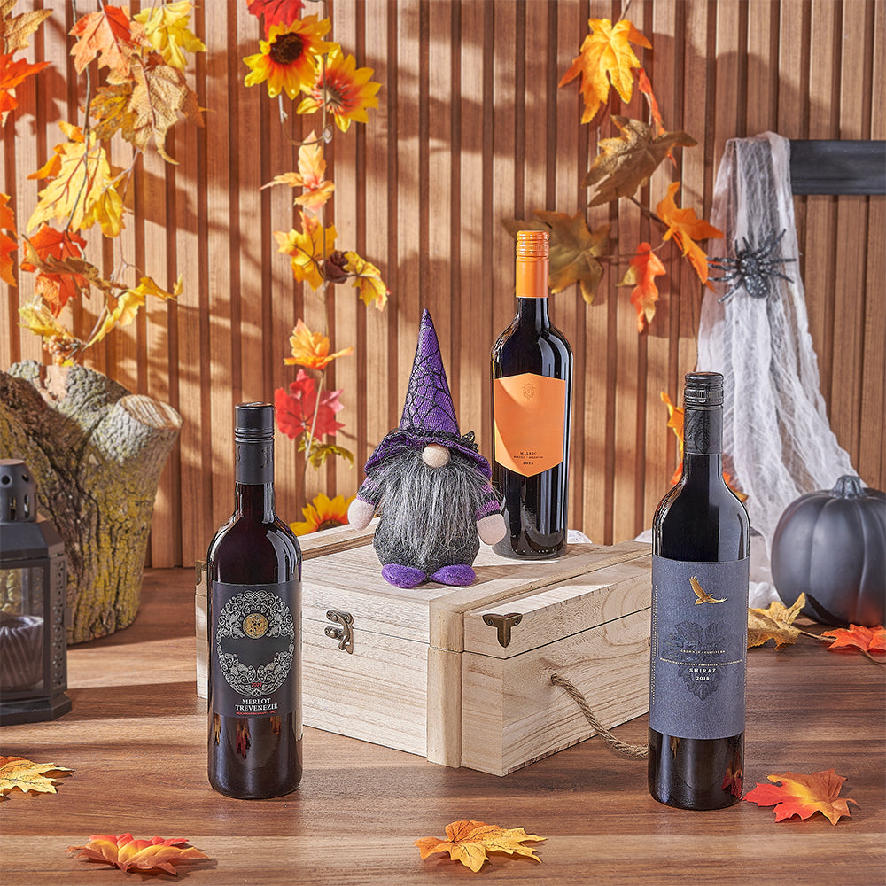 Halloween Wine Set with Wizard Plush – how the gift is presented