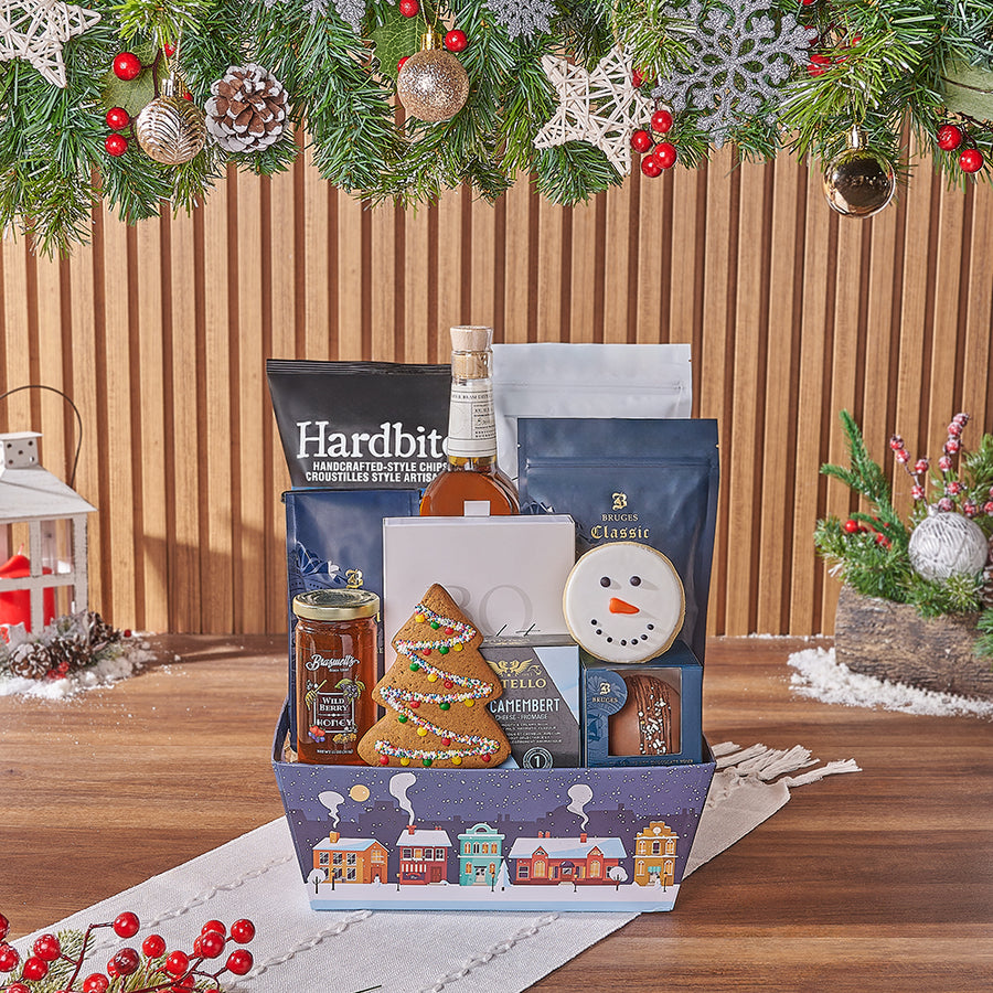 Holiday Snack Smorgasbord with Liquor, liquor gift, liquor, chocolate gift, chocolate, cookie gift, cookie, chocolate gift, chocolate, Hamilton delivery