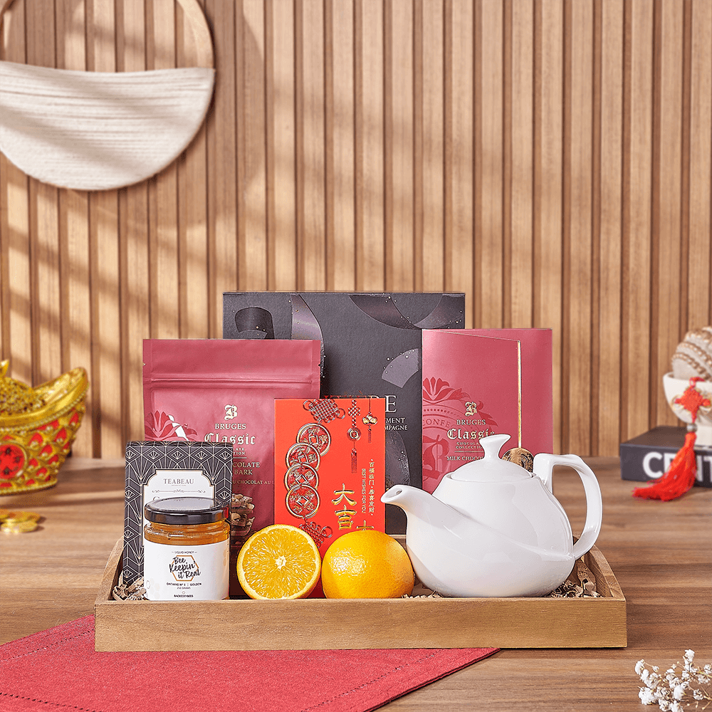 Lunar New Year Chocolate Tea Gift – how the gift is presented