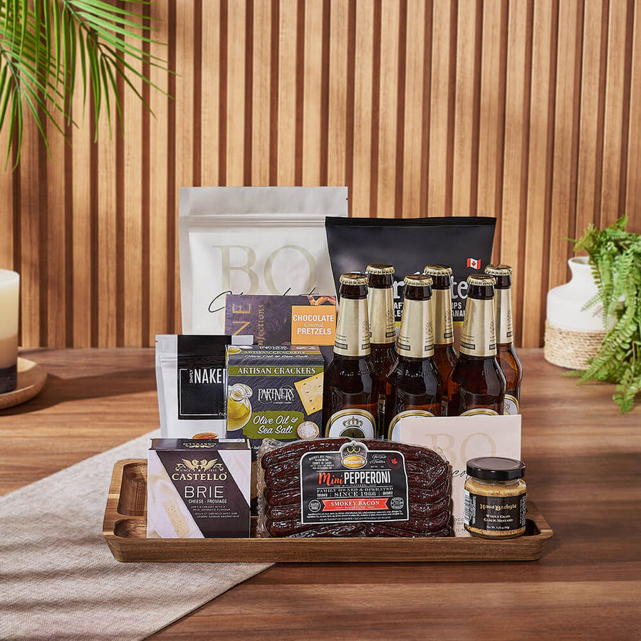 Markham Beer & Snacks Basket, beer gift, beer, snack gift, snack, charcuterie gift, charcuterie, Hamilton delivery