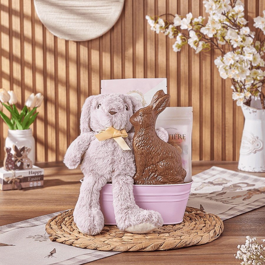 Pink Easter Bunny Gift Basket, chocolate gift, chocolate, easter gift, easter, Hamilton delivery