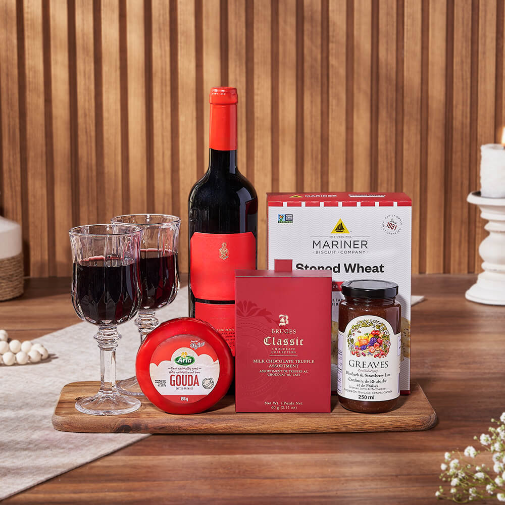 Milk Chocolate Truffle Wine Basket – how the gift is presented