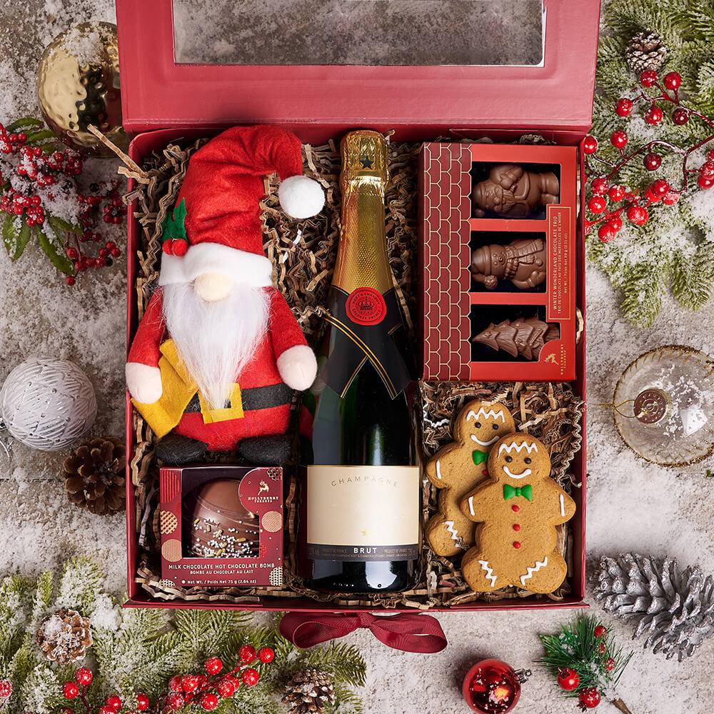 Sparkling Wine with Holiday Chocolates – how the gift is presented