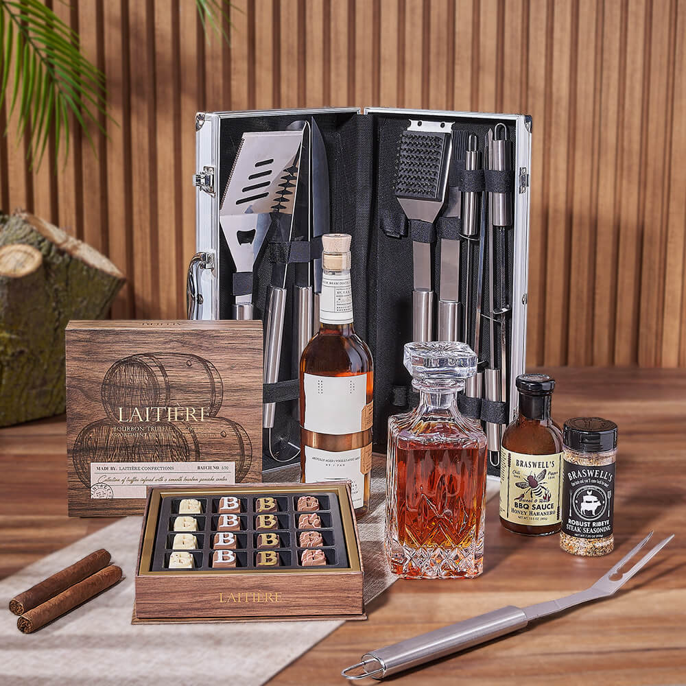 Whiskey Basket with Ribeye Seasoning – how the gift is presented