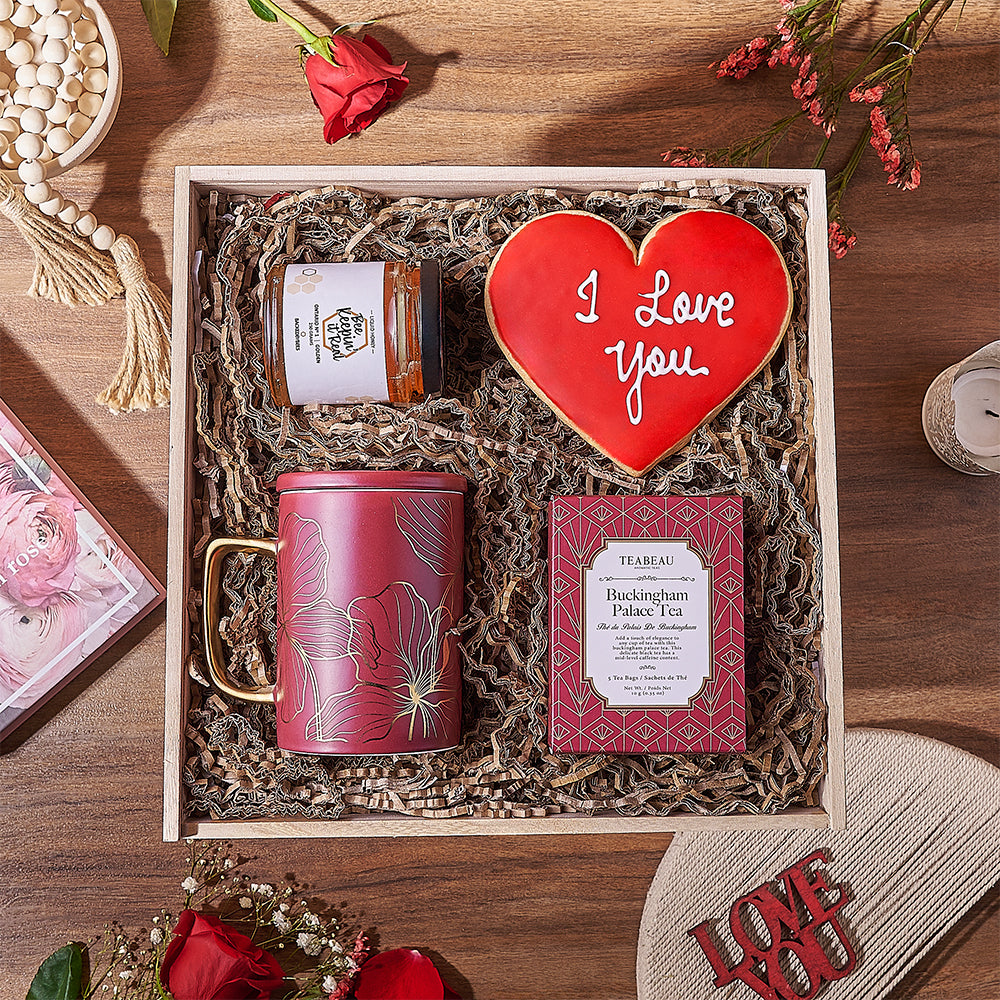 Valentine's Day Wooden Box Tea Gift – how the gift is presented