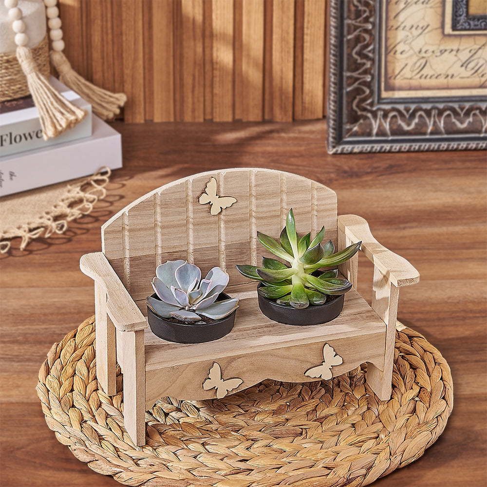 Succulent Plant Set with Wooden Bench – how the gift is presented