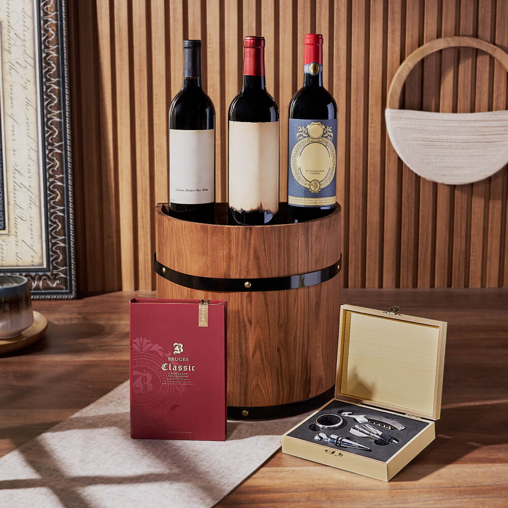 Wine and Bruges Chocolates Gift – how the gift is presented