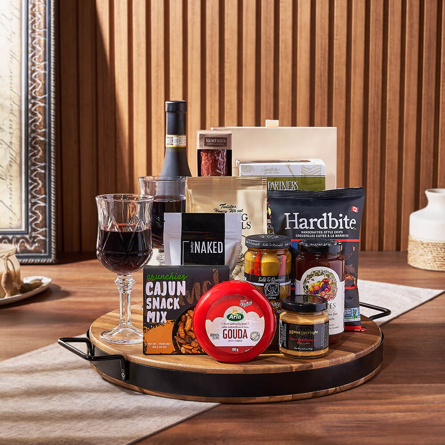 Wish You Success Wine & Goodies Gift Basket, wine gift, wine, charcuterie gift, charcuterie, cheese gift, cheese, Hamilton delivery