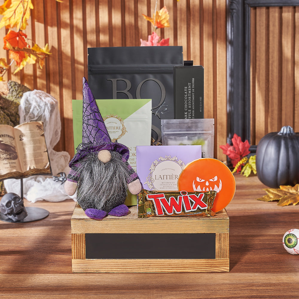 Halloween Gourmet Candy and Plush Basket – how the gift is presented