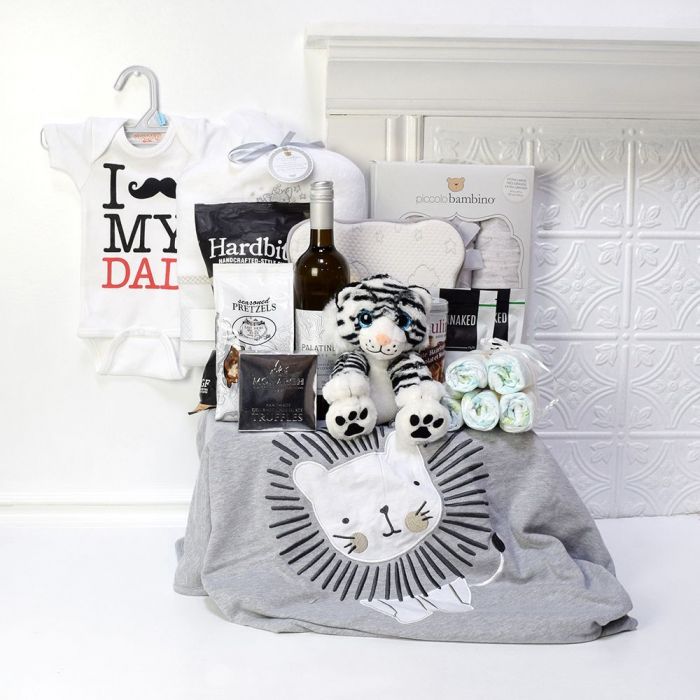 New Dad Wine Gift Basket – how the gift is presented