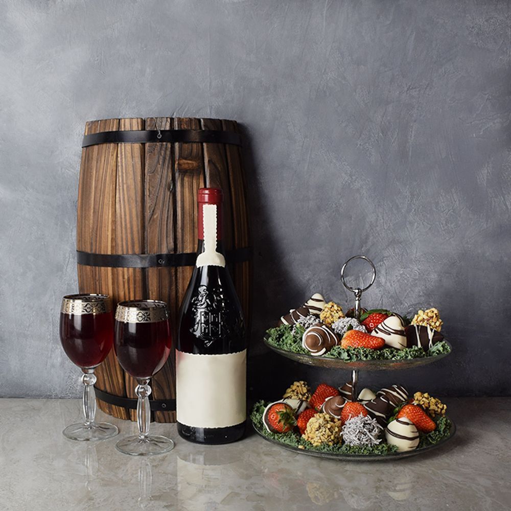 Valentine's Day Wine and Strawberry Gift – how the gift is presented