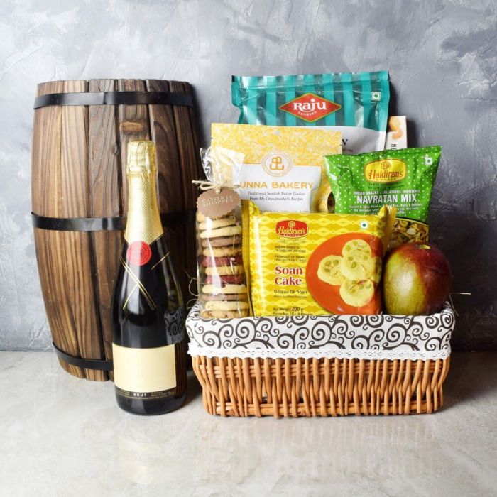Diwali Sparkling Wine Festive Basket – how the gift is presented