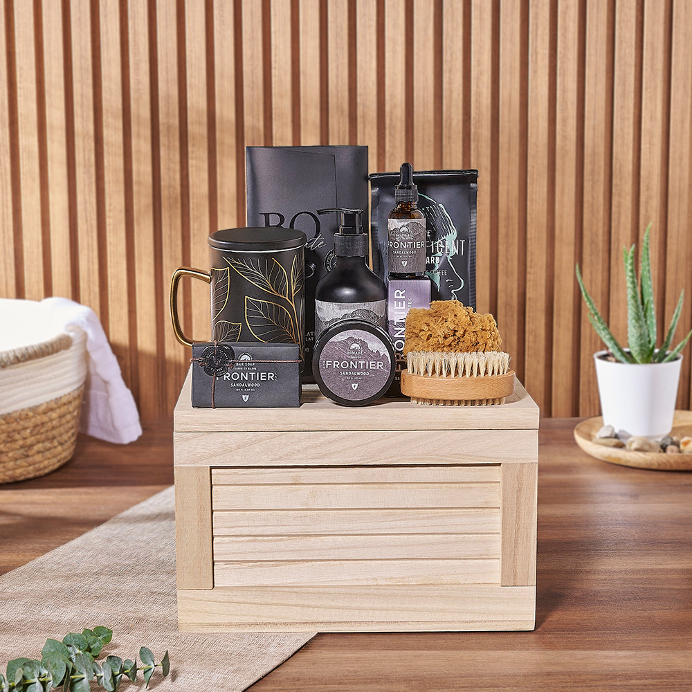 Black and Gold Spa Gift Crate – how the gift is presented