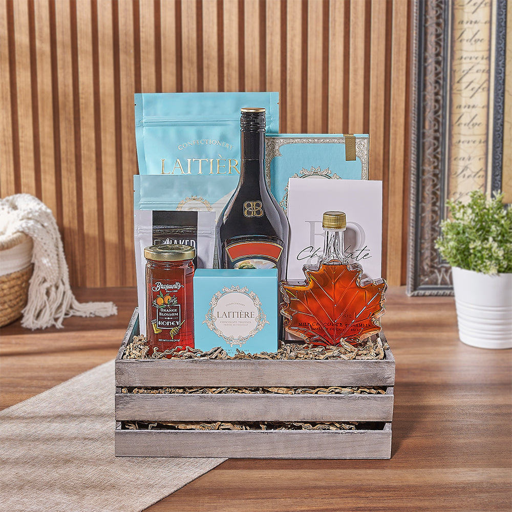 Vodka Gift Basket with Maple Syrup – how the gift is presented