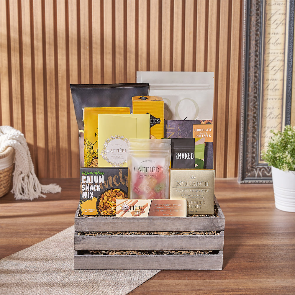 Assorted Snack Gift Basket – how the gift is presented