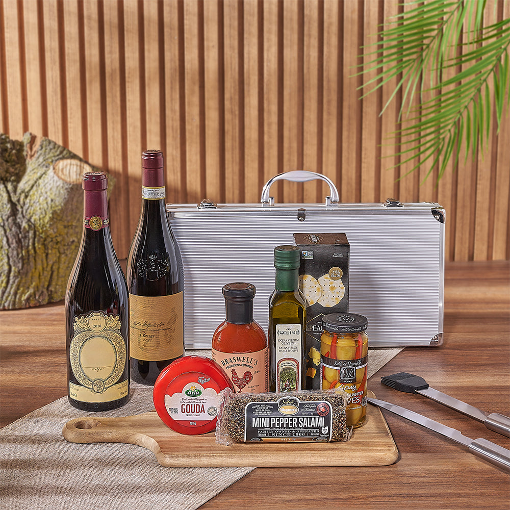 BBQ Gift Basket with Wine – how the gift is presented