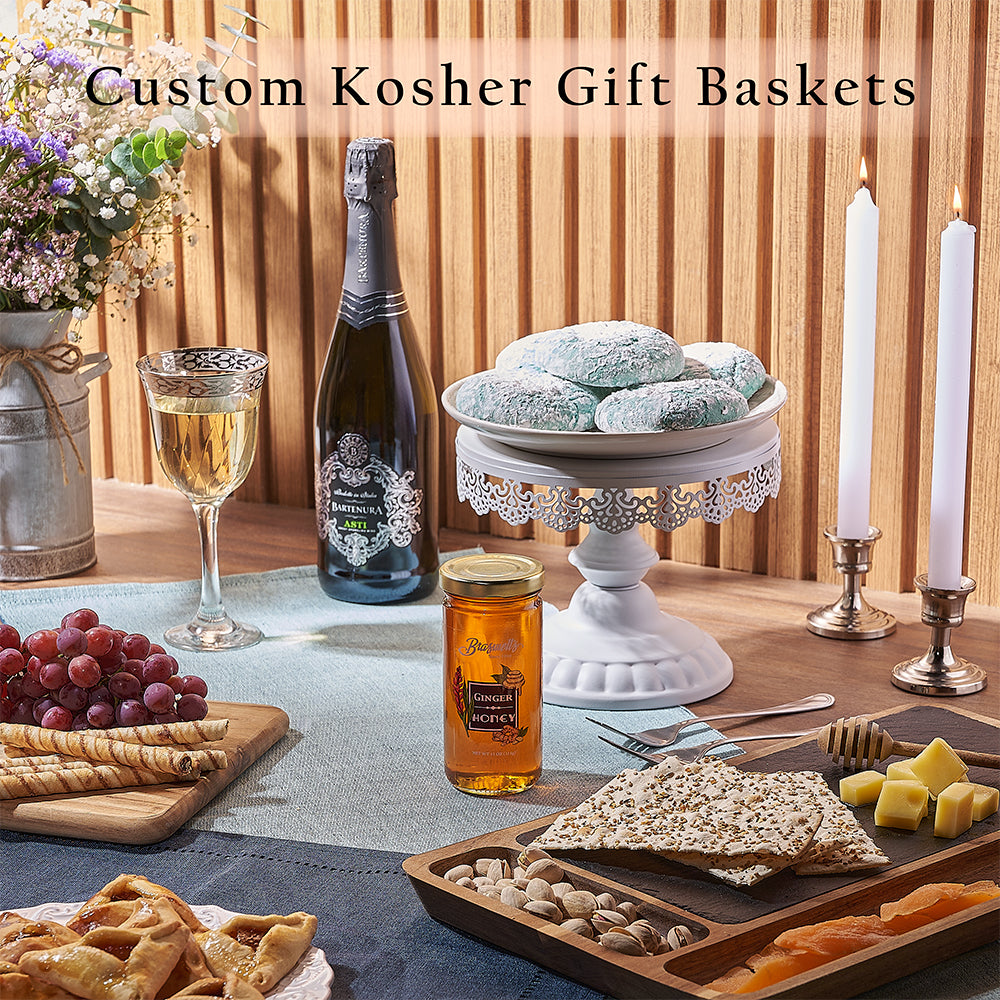 Take your celebration of Hanukkah, Purim, or any festive event to new heights this year with our Custom Kosher Gift Basket, Hamilton delivery 