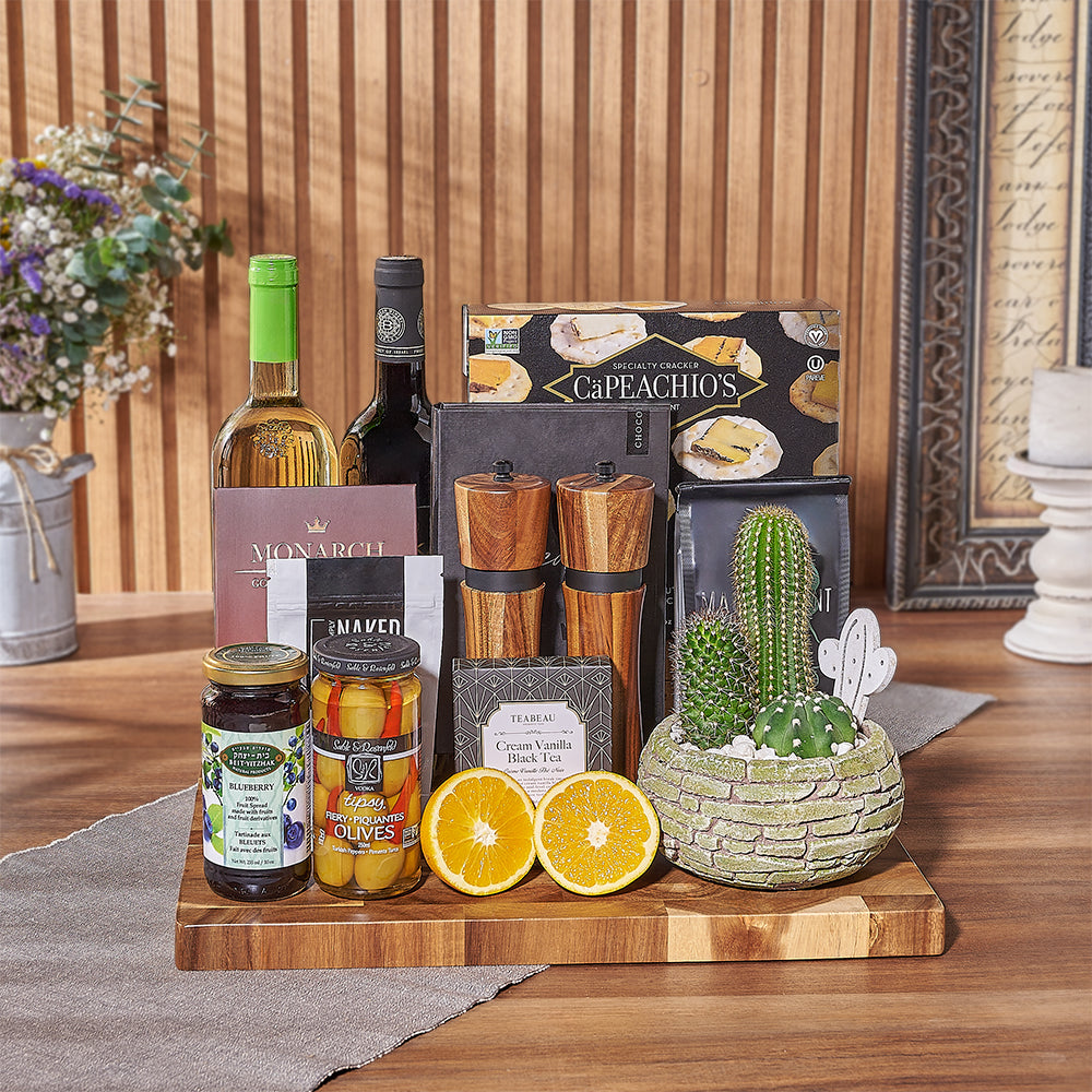 Kosher Wine with Artisan Crackers Gift – how the gift is presented