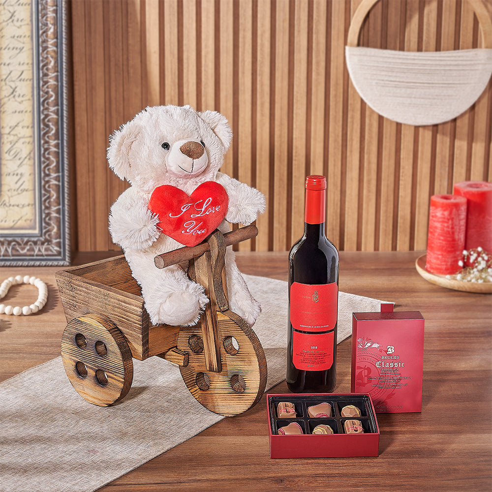 Valentine's Wine and Truffle Basket – how the gift is presented