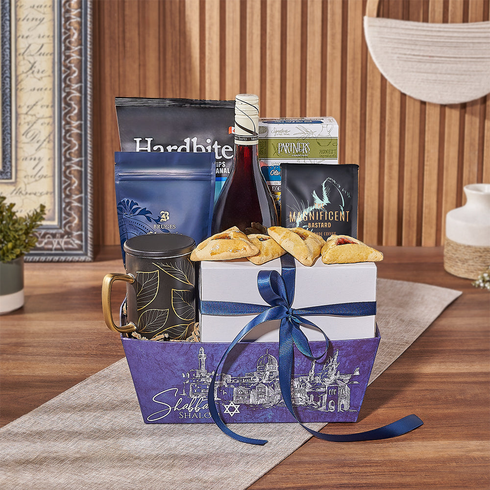 Kosher Wine and Cookies Basket – how the gift is presented
