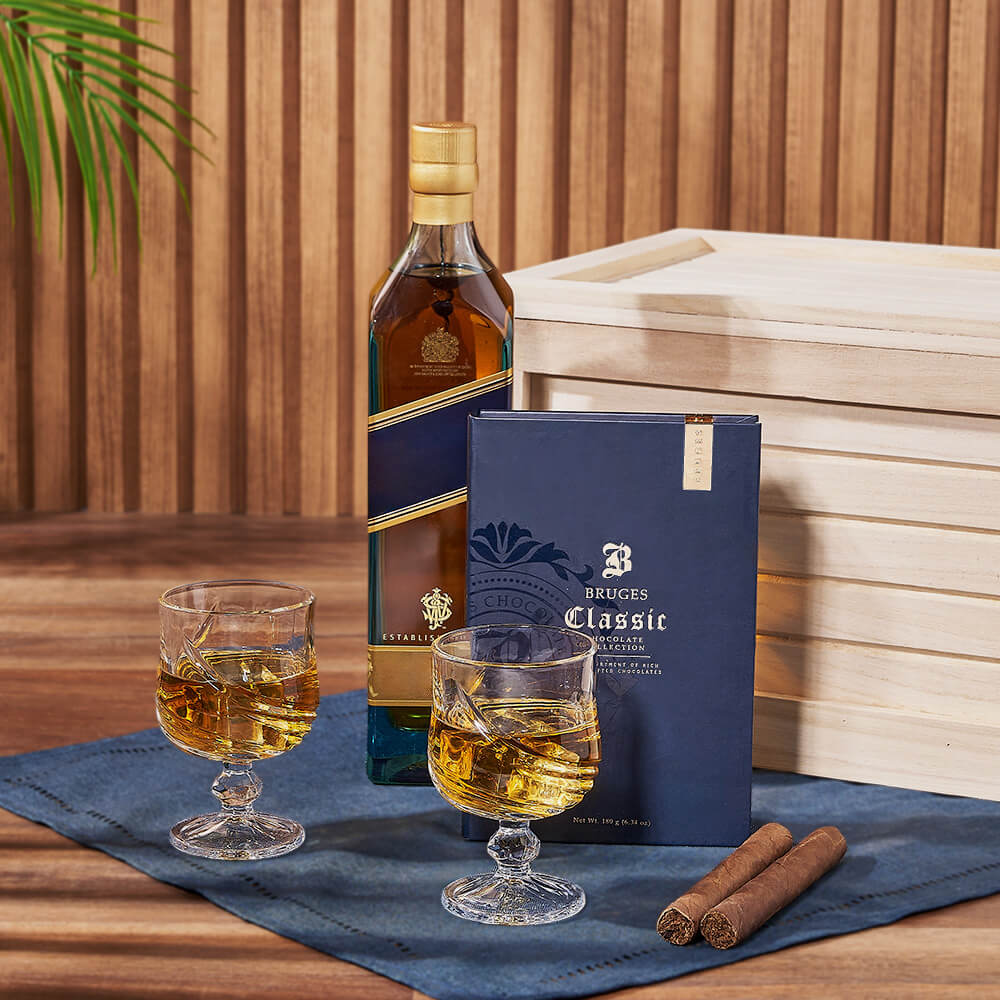 Liquor Crate with Chocolate and Cigars – how the gift is presented