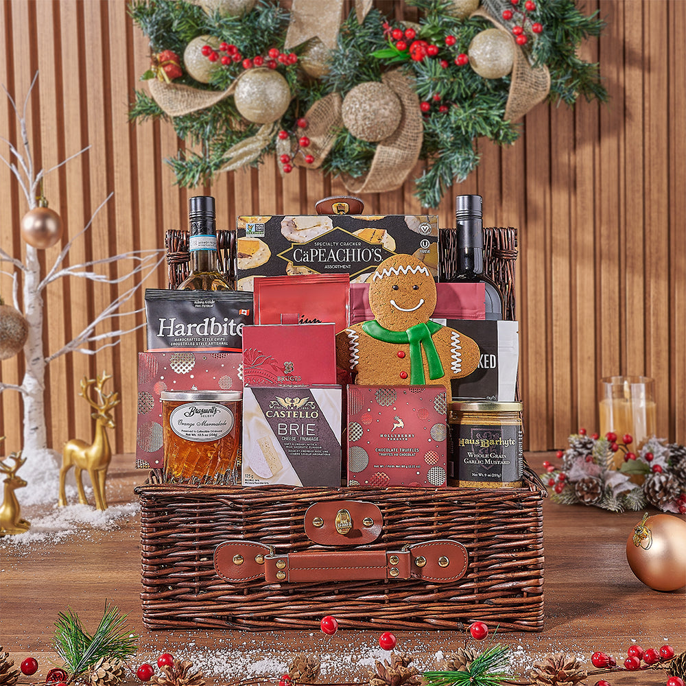 Ample Holiday Wine &amp; Treats Basket, christmas gift, christmas, wine gift, wine, holiday gift, holiday, Hamilton delivery