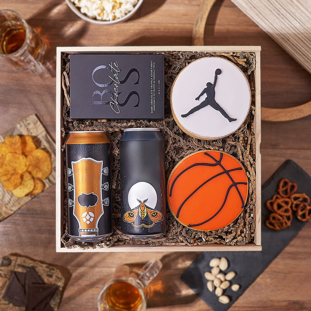 Basketball Cookies and Beer Gift Set – how the gift is presented