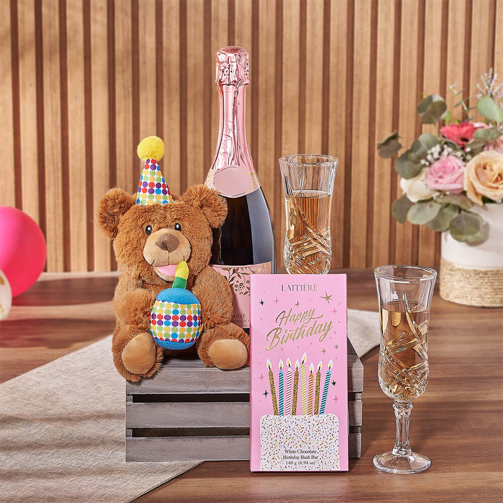 Birthday Bear &amp; Champagne Gift Crate, champagne gift, champagne, birthday gift, birthday, Hamilton delivery