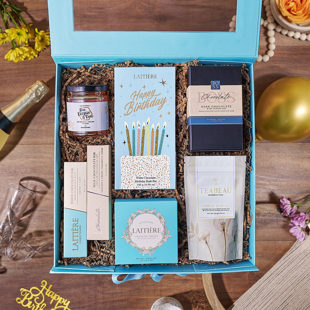 Birthday Chocolate &amp; Chai Gift Box, chocolate gift, chocolate, birthday gift, birthday, tea gift, tea, Hamilton delivery