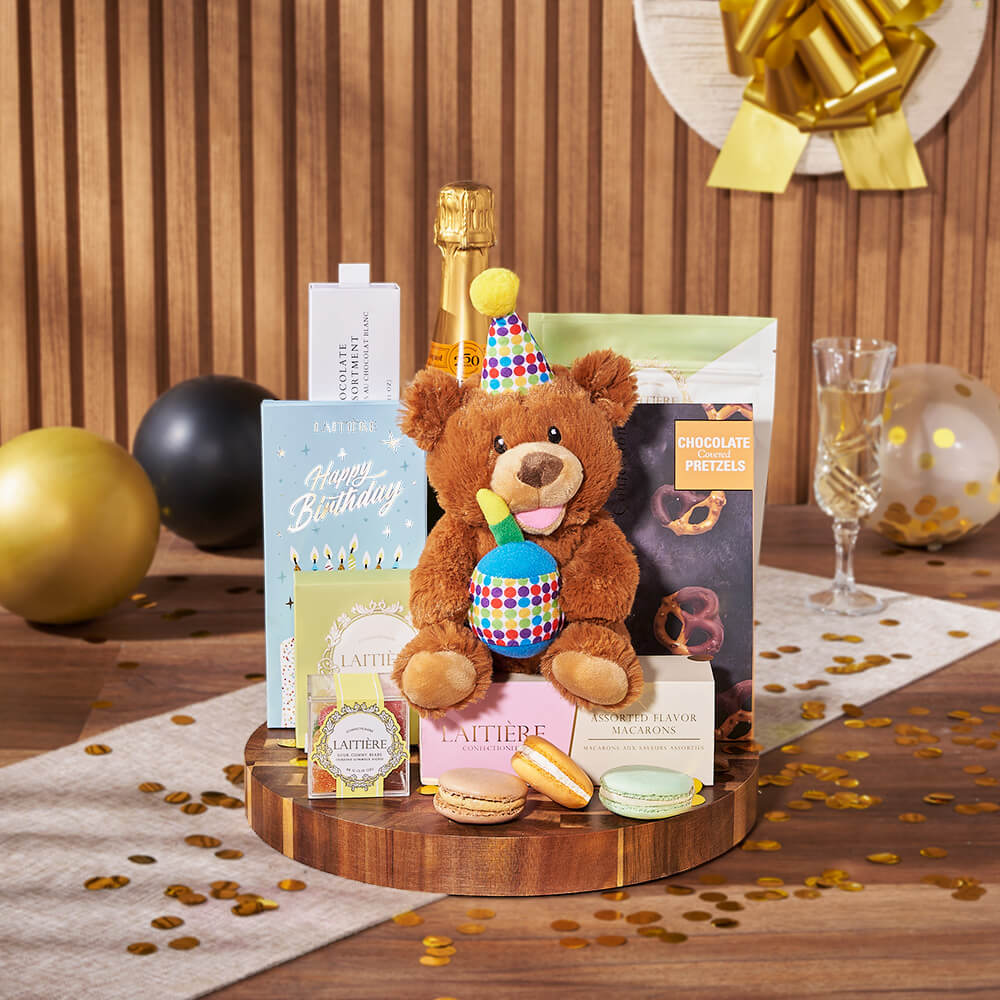Sparkling Wine Birthday Delights Basket – how the gift is presented