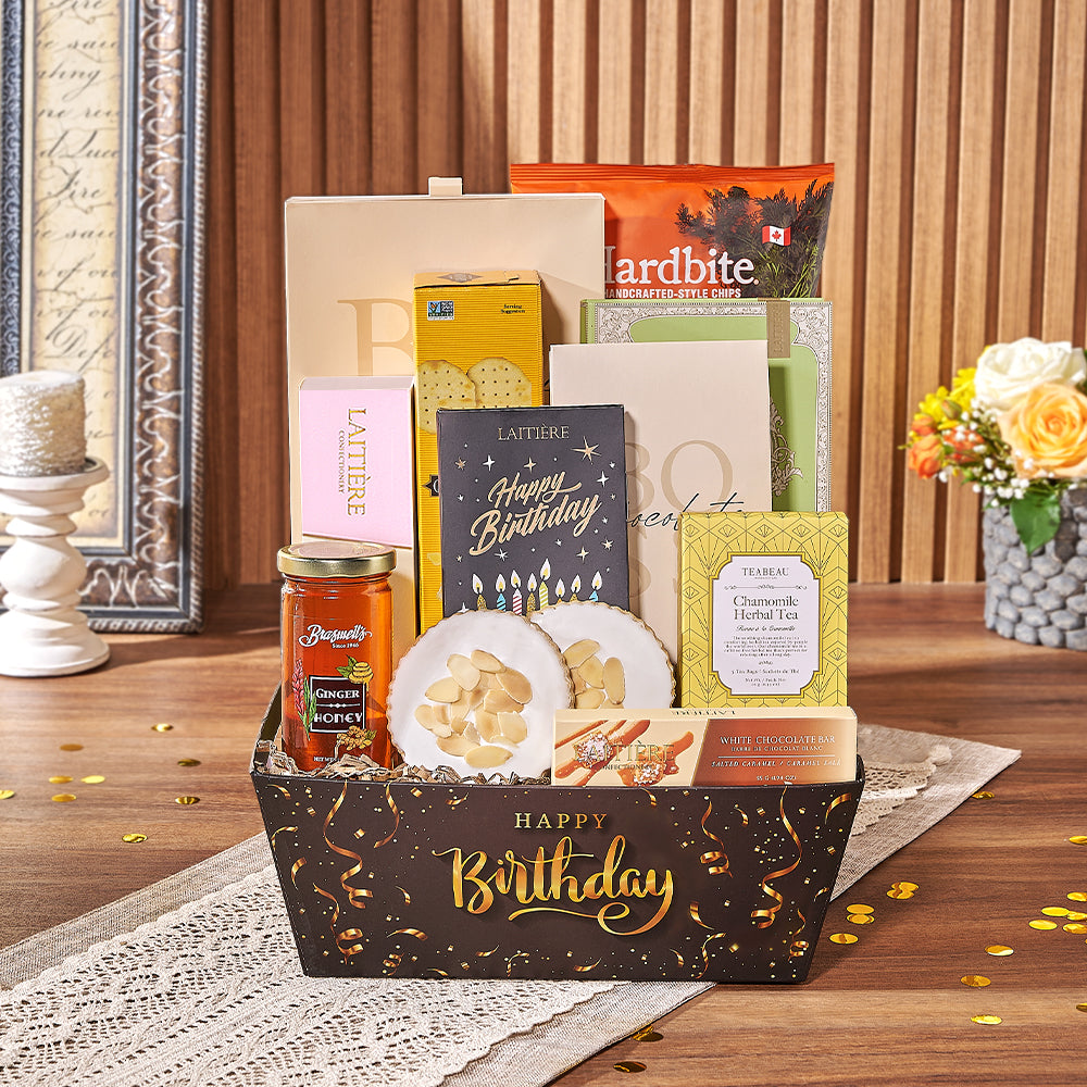 Signature Birthday Market Tray Gift Basket – how the gift is presented